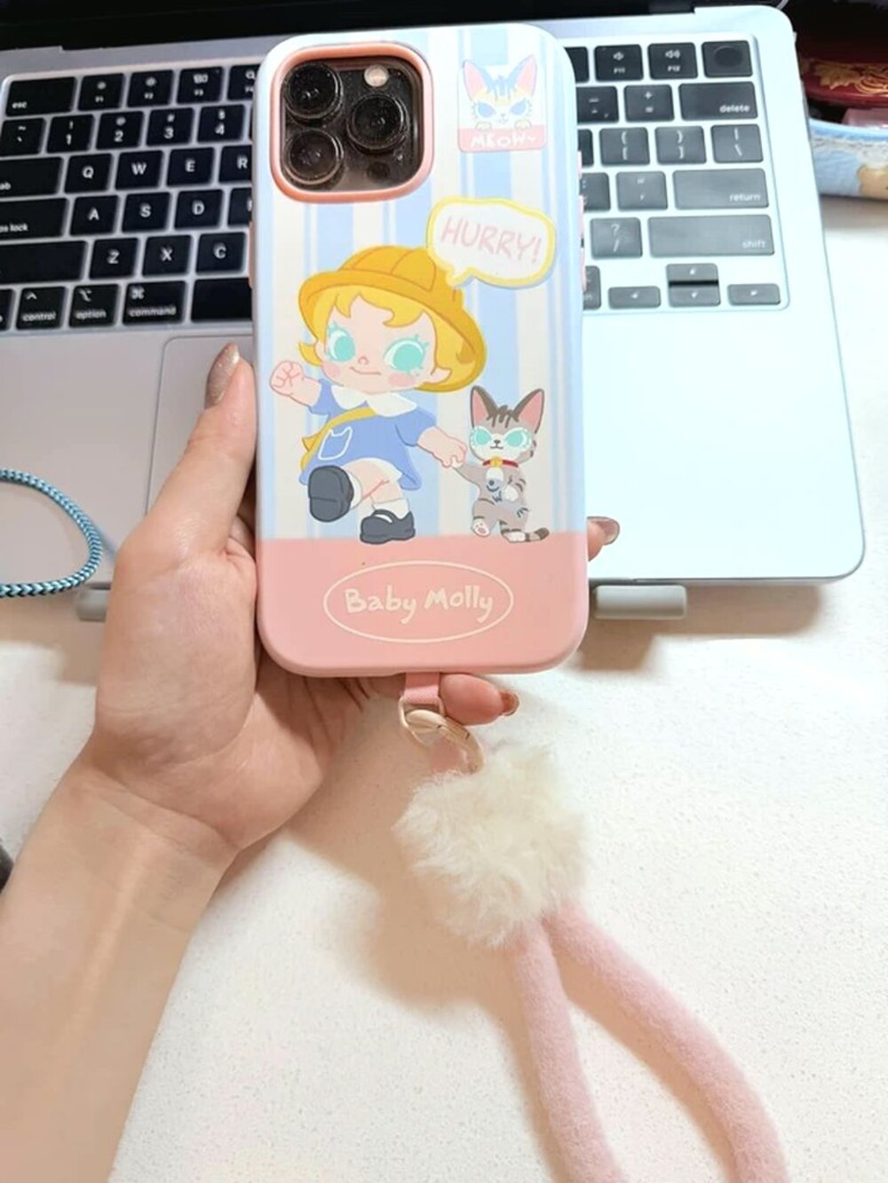 Baby Molly iPhone 16 Pro Max Case with Pink Strap